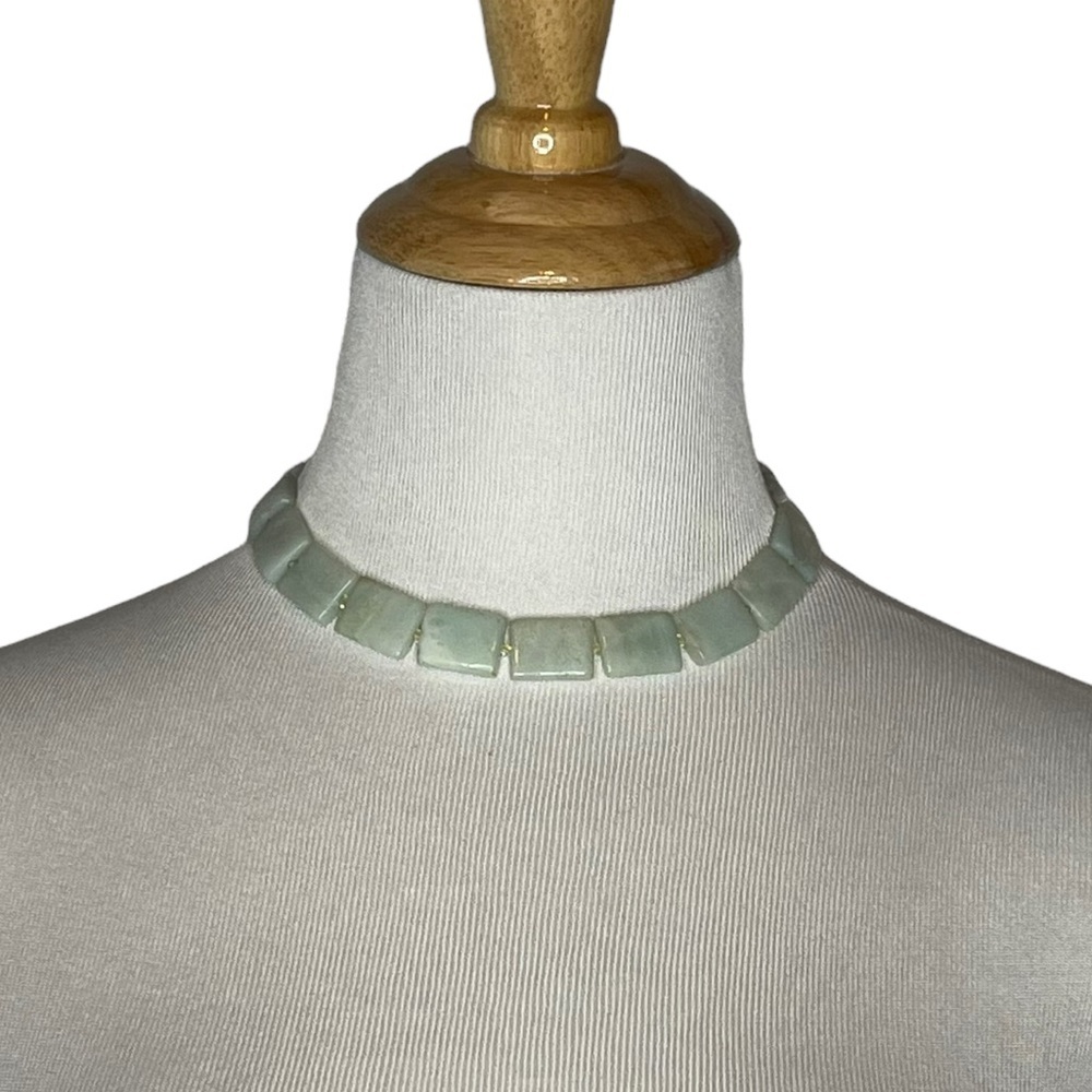 Handmade Artisan Colombian Seafoam Green Stone Choker Necklace - Picture 2 of 14